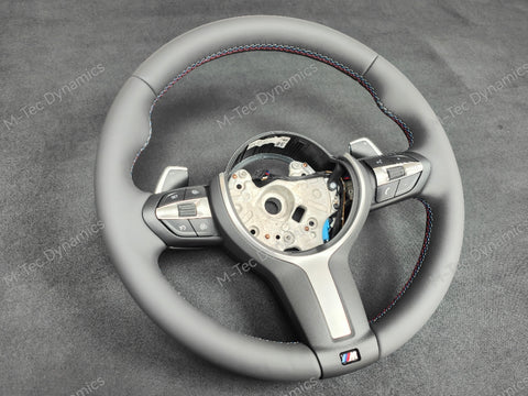 BMW F-SERIES ANTHRACITE NAPPA LEATHER TRI-STITCH STEERING WHEEL - BMW 1 2 3 4 SERIES F20 F22 F30 F32 M2 M3 M4