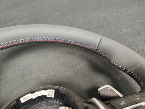 BMW F-SERIES ANTHRACITE NAPPA LEATHER TRI-STITCH STEERING WHEEL - BMW 1 2 3 4 SERIES F20 F22 F30 F32 M2 M3 M4