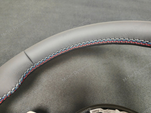 BMW F-SERIES ANTHRACITE NAPPA LEATHER TRI-STITCH STEERING WHEEL - BMW 1 2 3 4 SERIES F20 F22 F30 F32 M2 M3 M4