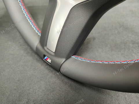 BMW F-SERIES ANTHRACITE NAPPA LEATHER TRI-STITCH STEERING WHEEL - BMW 1 2 3 4 SERIES F20 F22 F30 F32 M2 M3 M4