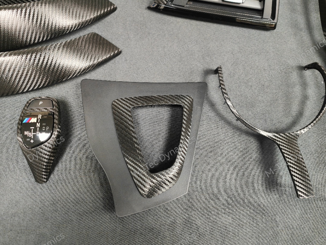 WRAPPING SERVICE - BMW F3X INTERIOR TRIM SET - TEXTURED CARBON / GLOSS BLACK ACCENT - (F30 F31 F32 F33 F36)