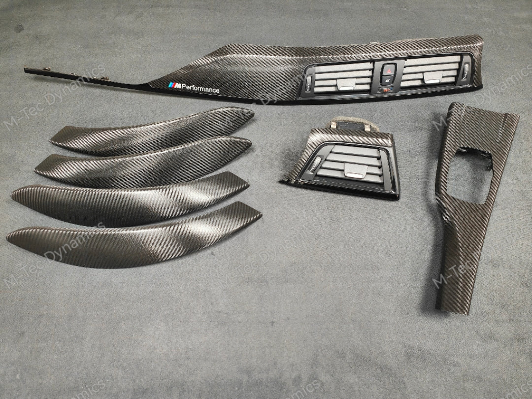 BMW F30 F31 F36 INTERIOR TRIM SET - TEXTURED CARBON / GLOSS BLACK ACCENT