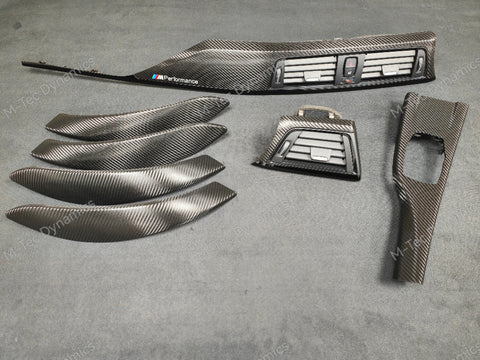 BMW F30 F80 M3 3-SERIES INTERIOR TRIM SET - DEEP TEXTURED GLOSSY CARBON / GLOSS BLACK ACCENT (MTD-TEX)