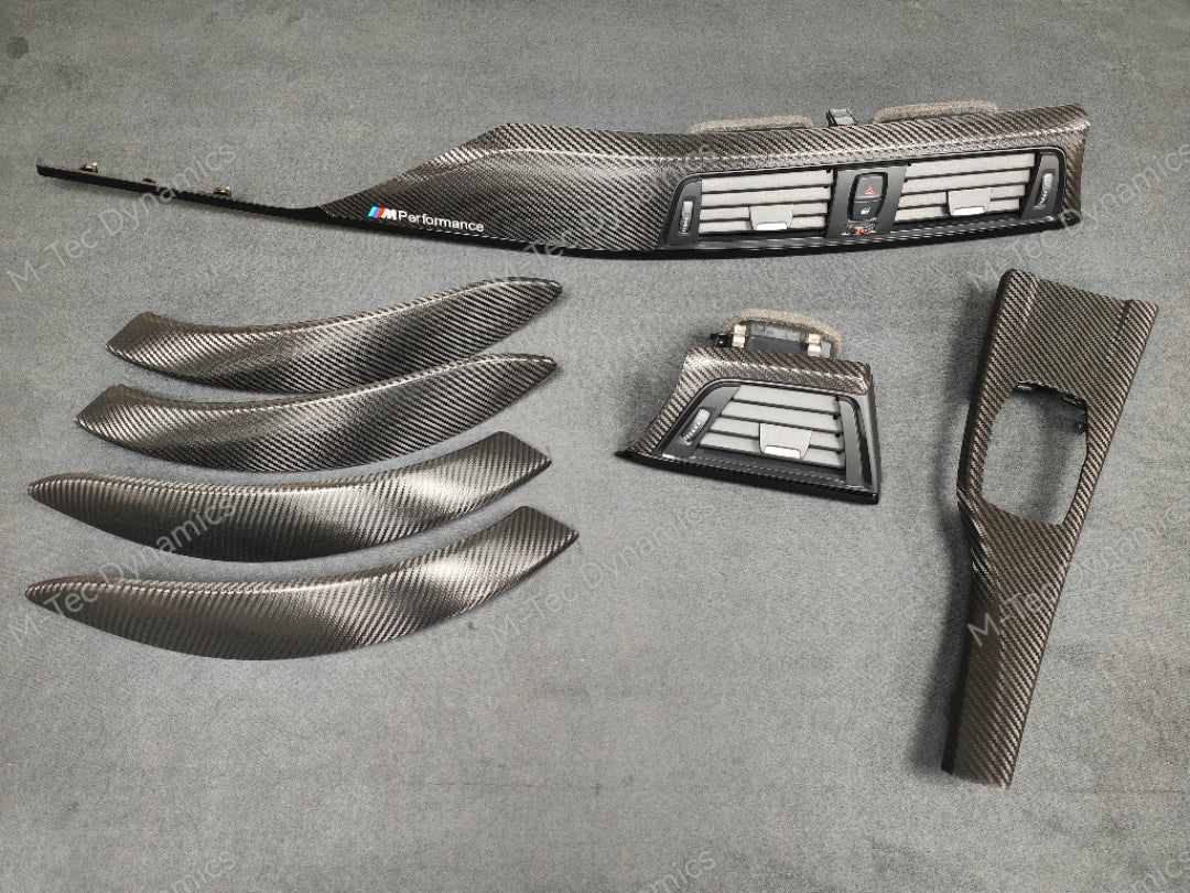 BMW F30 F31 F36 INTERIOR TRIM SET - TEXTURED CARBON / GLOSS BLACK ACCENT