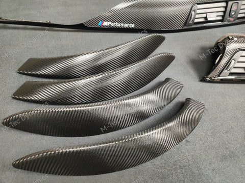 BMW F30 F80 M3 3-SERIES INTERIOR TRIM SET - DEEP TEXTURED GLOSSY CARBON / GLOSS BLACK ACCENT (MTD-TEX)