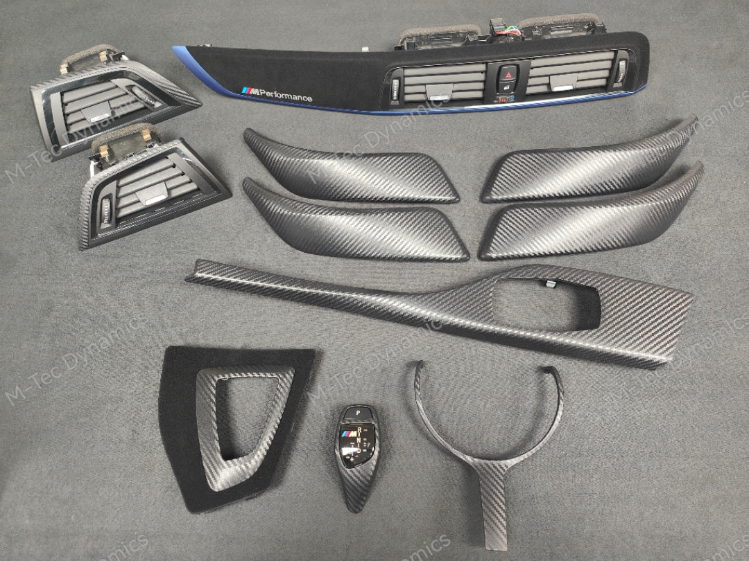 WRAPPING SERVICE - BMW F20 F21 F22 F23 LCI-2 INTERIOR TRIM SET - 3D CARBON / BLUE ACCENT