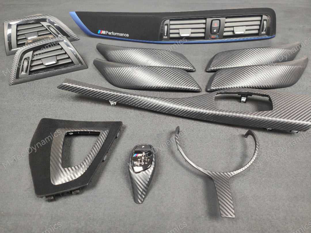 WRAPPING SERVICE - BMW F20 F21 F22 F23 LCI-2 INTERIOR TRIM SET - 3D CARBON / BLUE ACCENT