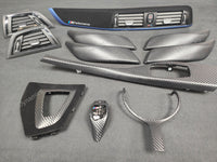 WRAPPING SERVICE - BMW F20 F21 F22 F23 LCI-2 INTERIOR TRIM SET - 3D CARBON / BLUE ACCENT