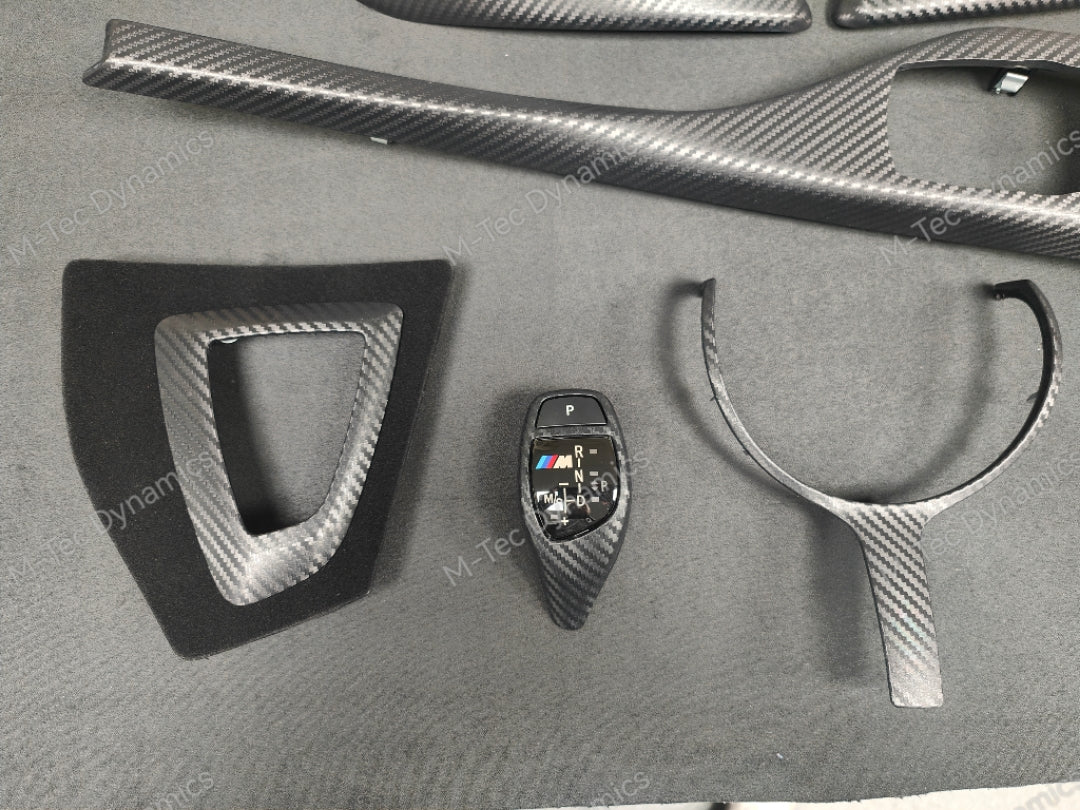 WRAPPING SERVICE - BMW F20 F21 F22 F23 LCI-2 INTERIOR TRIM SET - 3D CARBON / BLUE ACCENT