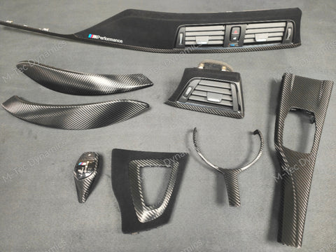 BMW F30/F32/F33/F36/F80/F82 - COMPLETE PERFORMANCE STYLE / DEEP TEXTURED GLOSSY CARBON INTERIOR TRIM SET (MTD-TEX)