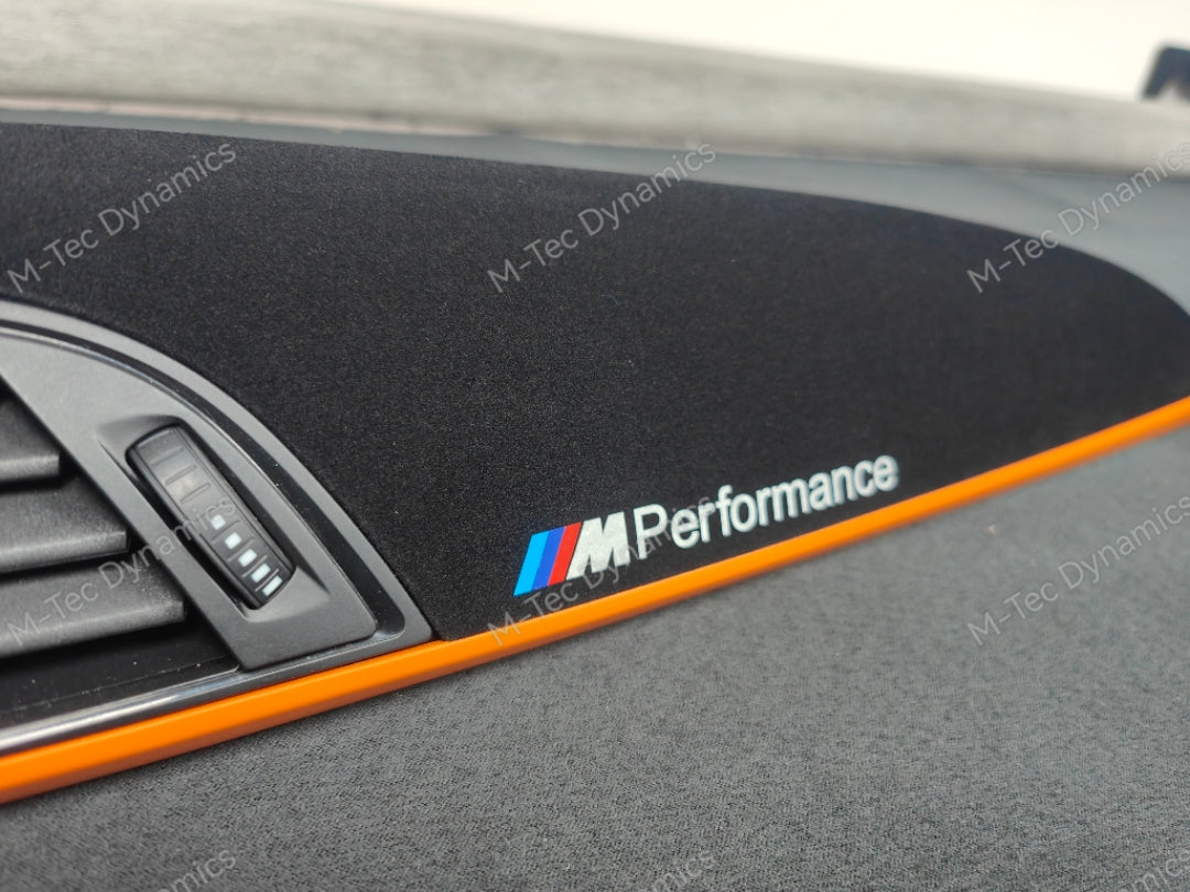 WRAPPING SERVICE - BMW F20 F21 F22 F23 CUSTOM INTERIOR TRIM SET - 3D CARBON / ALCANTARA / ORANGE ACCENT