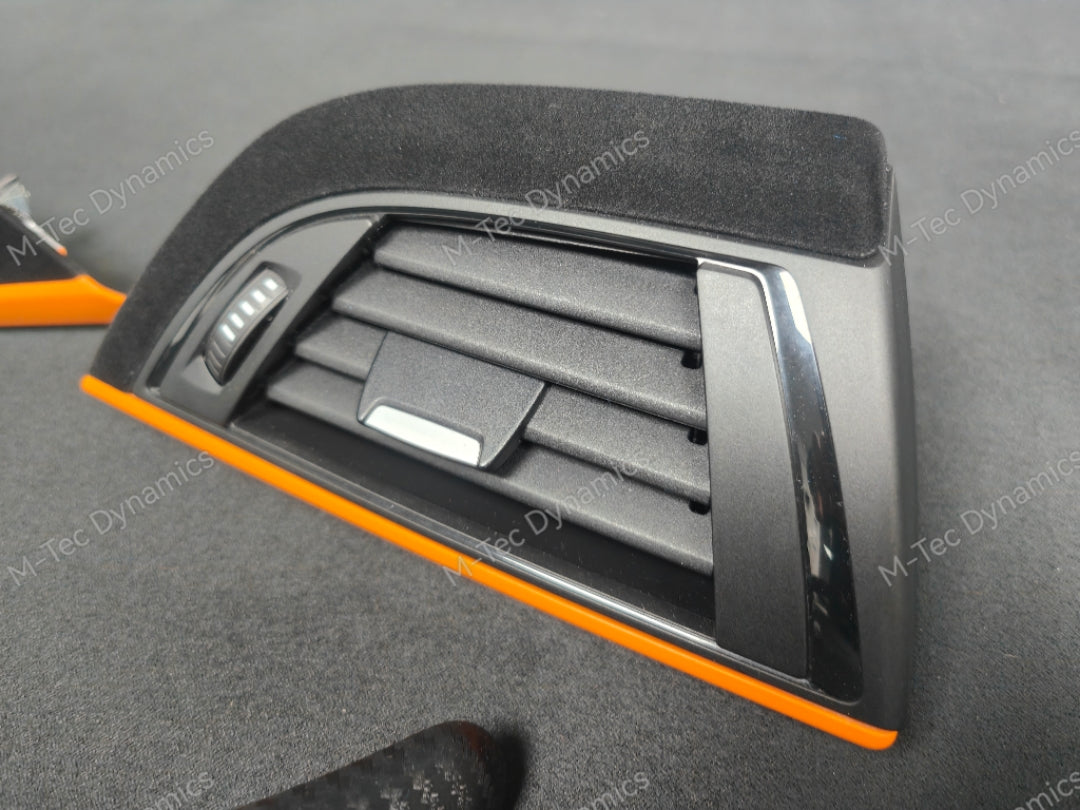WRAPPING SERVICE - BMW F20 F21 F22 F23 CUSTOM INTERIOR TRIM SET - 3D CARBON / ALCANTARA / ORANGE ACCENT