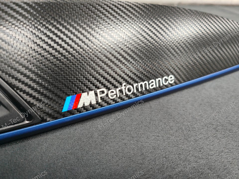 BMW F20 INTERIOR TRIM SET - DEEP TEXTURED GLOSSY CARBON / BLUE ACCENT (#19)