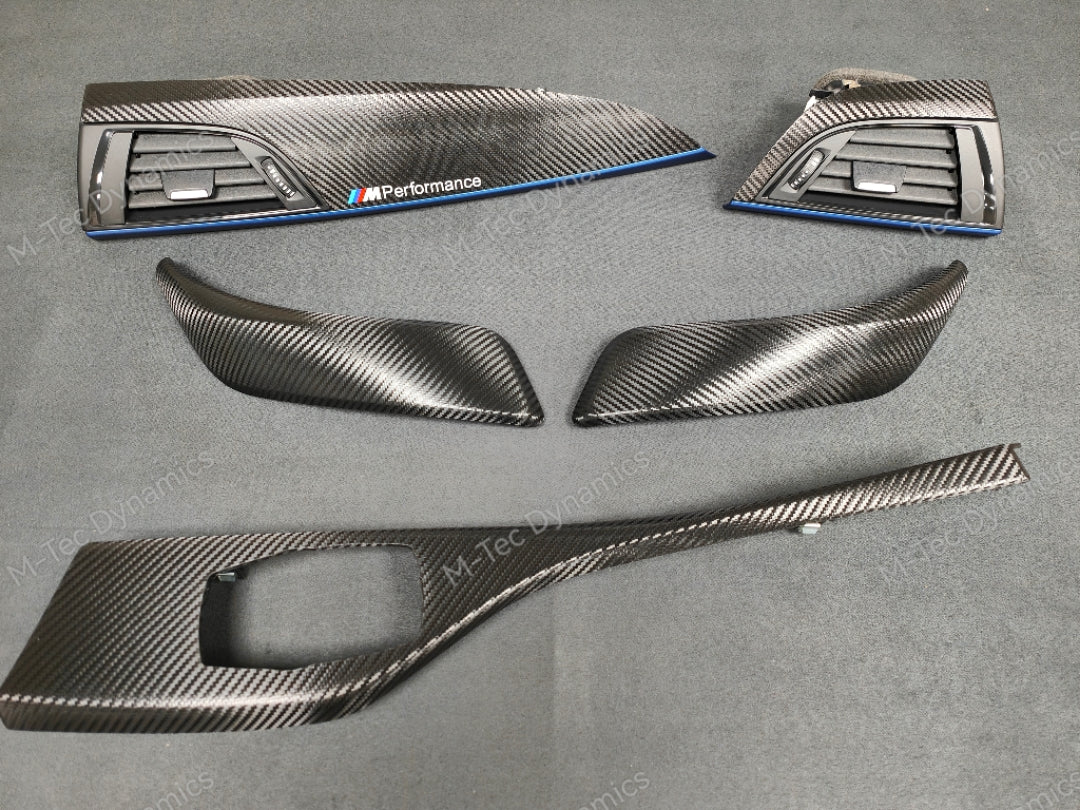 BMW F21 F22 INTERIOR TRIM SET - TEXTURED CARBON / BLUE ACCENT