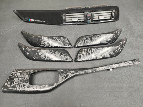 BMW F20 LCI-2 INTERIOR TRIM SET - GLOSS FORGED CARBON / ALCANTARA STYLE (MTD-FC)