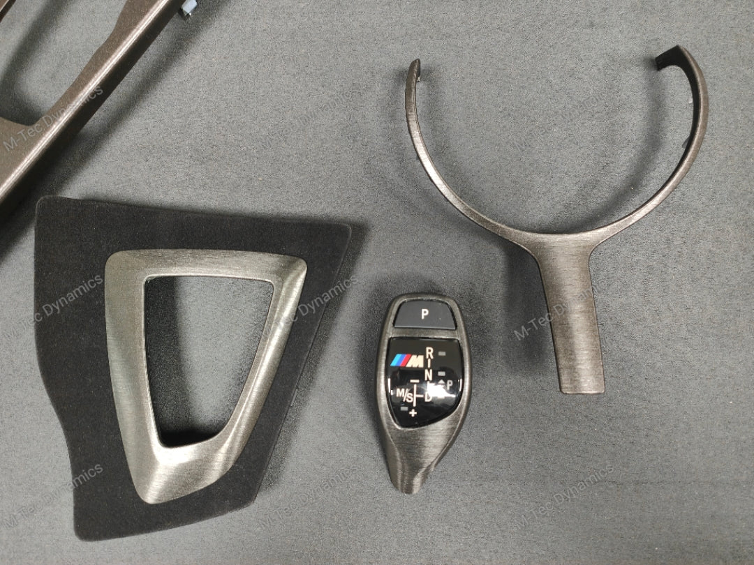 WRAPPING SERVICE - BMW F3X INTERIOR TRIM SET - BLACK BRUSHED ALUMINIUM / ALCANTARA - (F30 F31 F32 F33 F36)