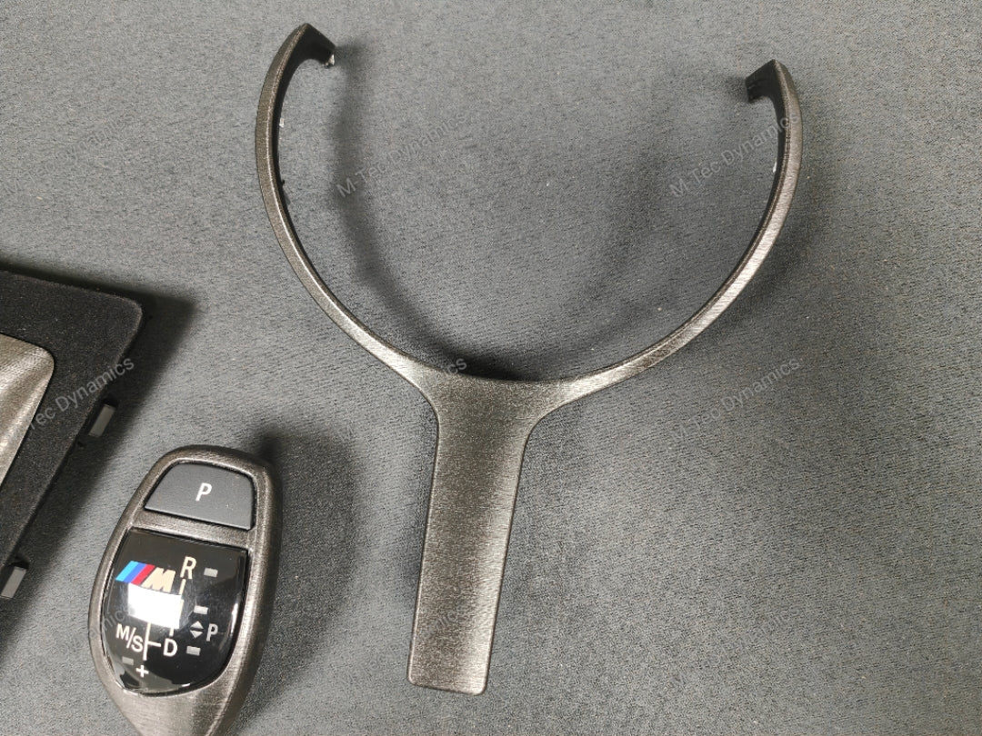 WRAPPING SERVICE - BMW F3X INTERIOR TRIM SET - BLACK BRUSHED ALUMINIUM / ALCANTARA - (F30 F31 F32 F33 F36)