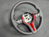 BMW F-SERIES NAPPA LEATHER TRI-STITCH / CUSTOM / RED M4 FASCIA STEERING WHEEL - BMW 1 2 3 4 5 X SERIES