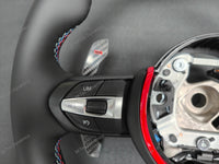 BMW F-SERIES NAPPA LEATHER TRI-STITCH / CUSTOM / RED M4 FASCIA STEERING WHEEL - BMW 1 2 3 4 5 X SERIES