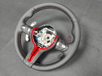 BMW F-SERIES NAPPA LEATHER TRI-STITCH / CUSTOM / RED M4 FASCIA STEERING WHEEL - BMW 1 2 3 4 5 X SERIES