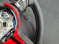 BMW F-SERIES NAPPA LEATHER TRI-STITCH / CUSTOM / RED M4 FASCIA STEERING WHEEL - BMW 1 2 3 4 5 X SERIES