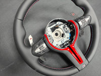BMW F-SERIES NAPPA LEATHER TRI-STITCH / CUSTOM / RED M4 FASCIA STEERING WHEEL - BMW 1 2 3 4 5 X SERIES