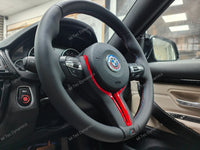 BMW F-SERIES NAPPA LEATHER TRI-STITCH / CUSTOM / RED M4 FASCIA STEERING WHEEL - BMW 1 2 3 4 5 X SERIES