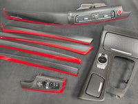 BMW F10 F11 AUTO INTERIOR TRIM SET - TEXTURED GLOSSY BLACK CARBON / RED ACCENT (MTD-TEX)