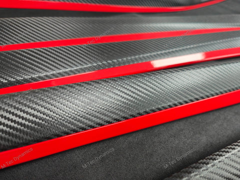 BMW F10 F11 AUTO INTERIOR TRIM SET - DEEP TEXTURED GLOSSY BLACK CARBON / RED ACCENT (MTD-TEX)