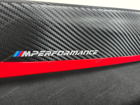 BMW F10 F11 AUTO INTERIOR TRIM SET - DEEP TEXTURED GLOSSY BLACK CARBON / RED ACCENT (MTD-TEX)