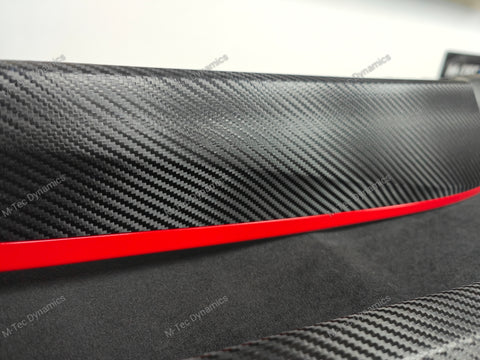 BMW F10 F11 AUTO INTERIOR TRIM SET - DEEP TEXTURED GLOSSY BLACK CARBON / RED ACCENT (MTD-TEX)