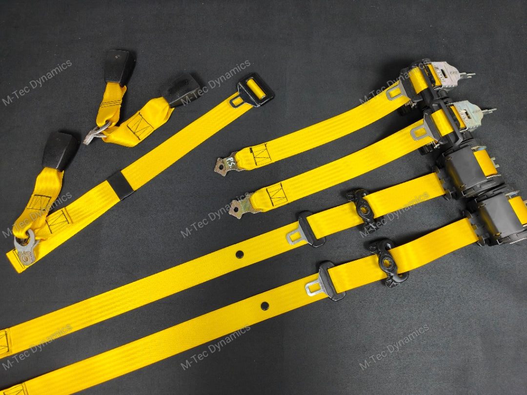 BMW E46 M3 COUPE YELLOW FRONT & REAR SEAT BELT SET (LAP BELT)