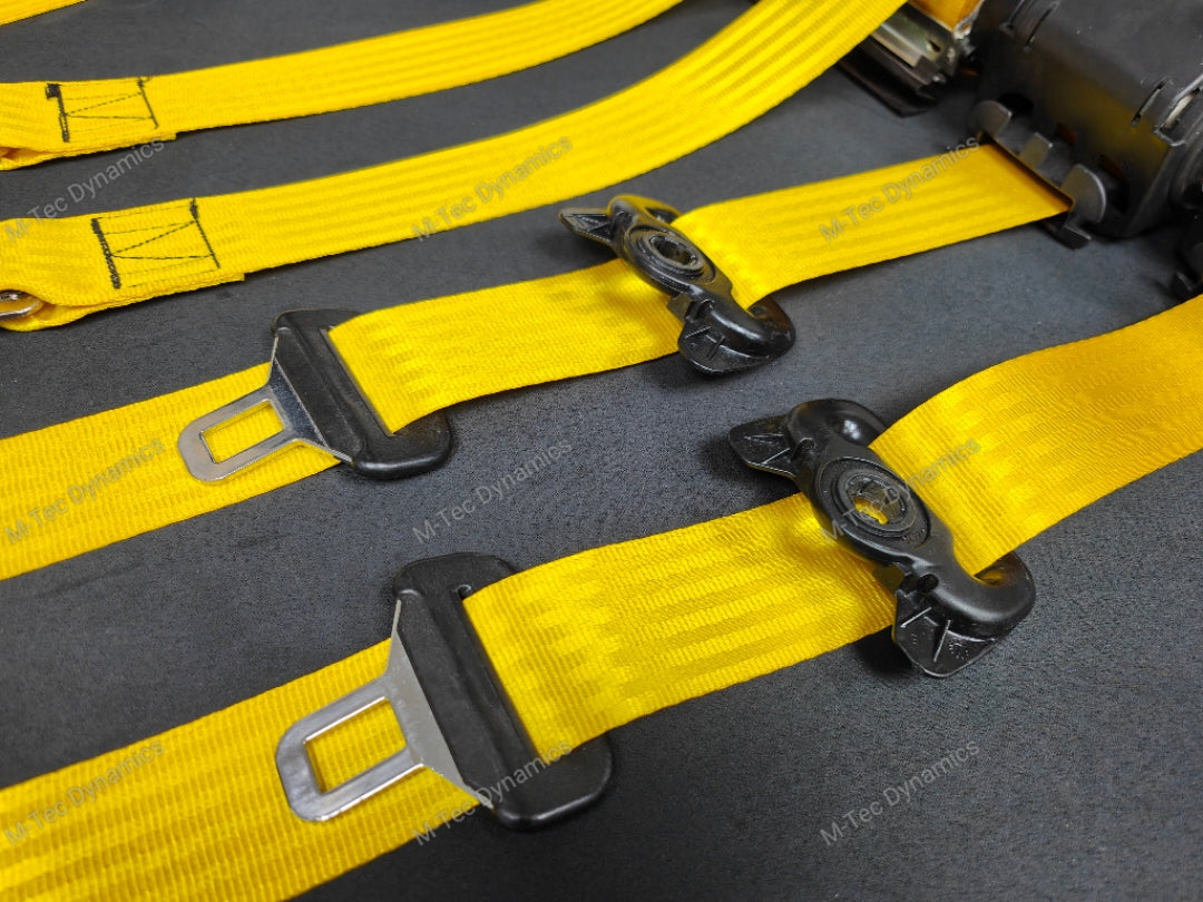 BMW E46 M3 COUPE YELLOW FRONT & REAR SEAT BELT SET (LAP BELT)