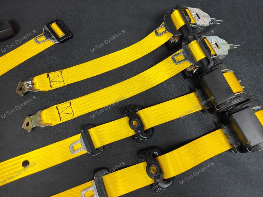 BMW E46 M3 COUPE YELLOW FRONT & REAR SEAT BELT SET (LAP BELT)