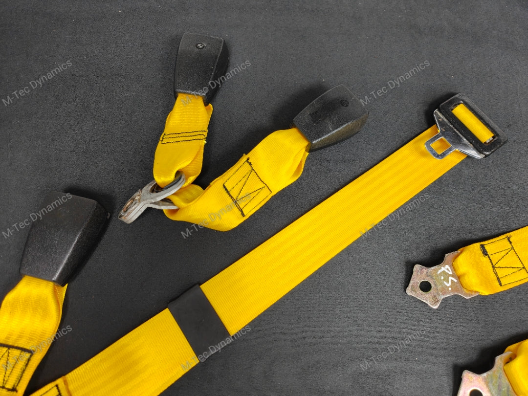 BMW E46 M3 COUPE YELLOW FRONT & REAR SEAT BELT SET (LAP BELT)