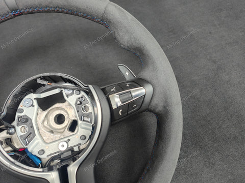 BMW F-SERIES FULL ALCANTARA / BLACK RING / TRI-STITCH STEERING WHEEL - BMW 1 2 3 4 SERIES F20 F22 F30 F32 M2 M3 M4