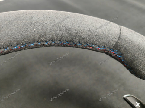 BMW F-SERIES FULL ALCANTARA / BLACK RING / TRI-STITCH STEERING WHEEL - BMW 1 2 3 4 SERIES F20 F22 F30 F32 M2 M3 M4