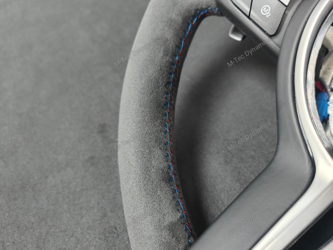 BMW F-SERIES FULL ALCANTARA / BLACK RING / TRI-STITCH STEERING WHEEL - BMW 1 2 3 4 SERIES F20 F22 F30 F32 M2 M3 M4
