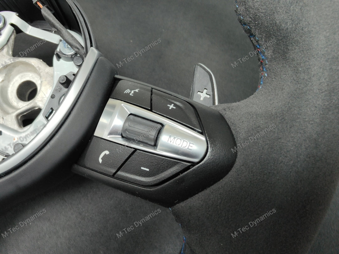 BMW F-SERIES FULL ALCANTARA / BLACK RING / TRI-STITCH STEERING WHEEL - BMW 1 2 3 4 SERIES F20 F22 F30 F32 M2 M3 M4