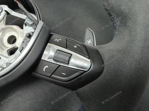 BMW F-SERIES FULL ALCANTARA / BLACK RING / TRI-STITCH STEERING WHEEL - BMW 1 2 3 4 SERIES F20 F22 F30 F32 M2 M3 M4