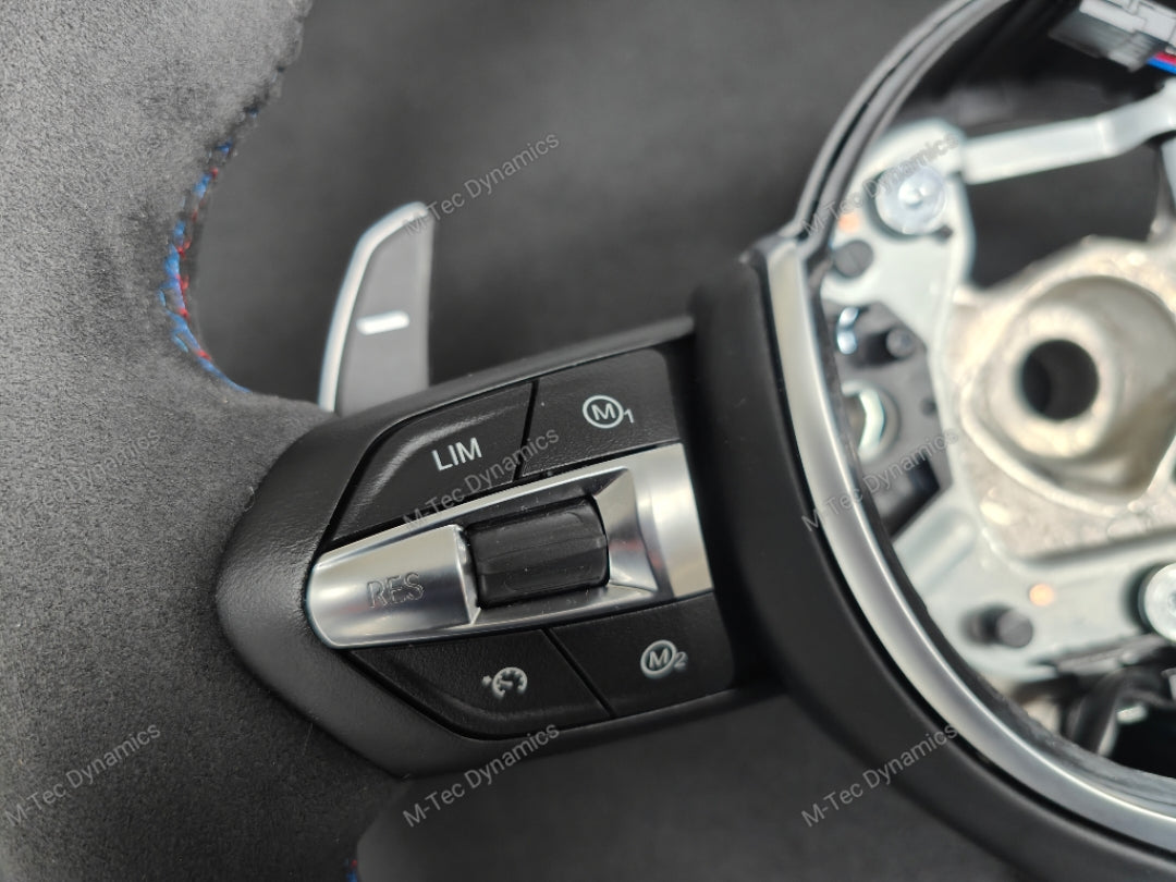 BMW F-SERIES FULL ALCANTARA / BLACK RING / TRI-STITCH STEERING WHEEL - BMW 1 2 3 4 SERIES F20 F22 F30 F32 M2 M3 M4