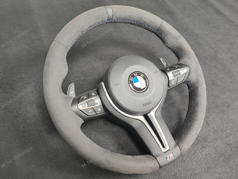 BMW F-SERIES FULL ALCANTARA / BLACK RING / TRI-STITCH STEERING WHEEL - BMW 1 2 3 4 SERIES F20 F22 F30 F32 M2 M3 M4