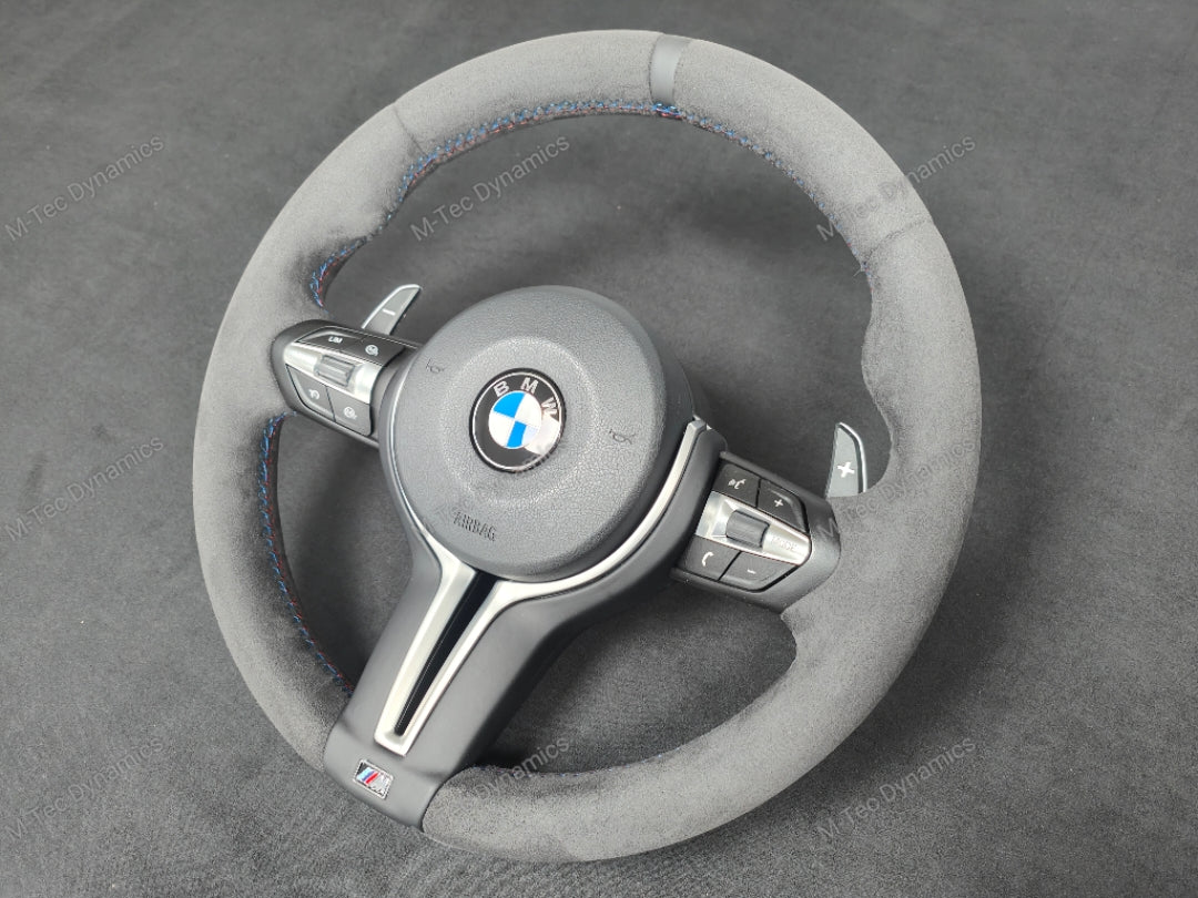 BMW F-SERIES FULL ALCANTARA / BLACK RING / TRI-STITCH STEERING WHEEL - BMW 1 2 3 4 SERIES F20 F22 F30 F32 M2 M3 M4