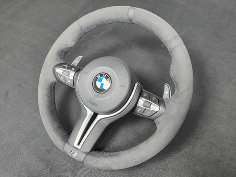BMW F-SERIES FULL ALCANTARA / BLACK RING / TRI-STITCH STEERING WHEEL - BMW 1 2 3 4 SERIES F20 F22 F30 F32 M2 M3 M4