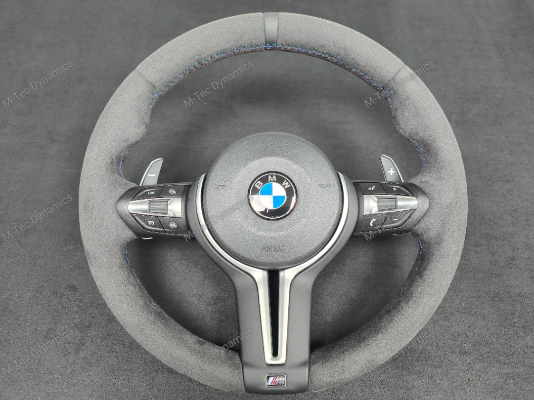 BMW F-SERIES FULL ALCANTARA / BLACK RING / TRI-STITCH STEERING WHEEL - BMW 1 2 3 4 SERIES F20 F22 F30 F32 M2 M3 M4