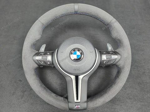BMW F-SERIES FULL ALCANTARA / BLACK RING / TRI-STITCH STEERING WHEEL - BMW 1 2 3 4 SERIES F20 F22 F30 F32 M2 M3 M4