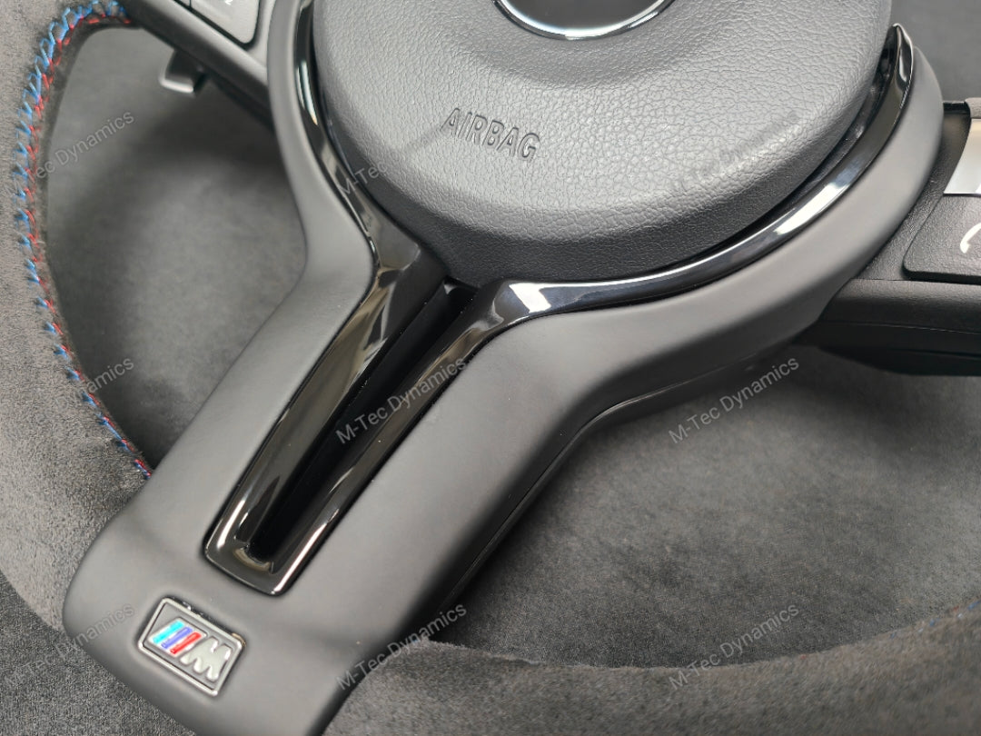 BMW F-SERIES FULL ALCANTARA / BLACK RING / TRI-STITCH STEERING WHEEL - BMW 1 2 3 4 SERIES F20 F22 F30 F32 M2 M3 M4