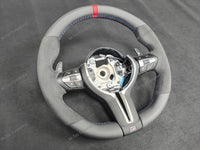 BMW F-SERIES NAPPA LEATHER TRI-STITCH / ALCANTARA / RED RING STEERING WHEEL - BMW 1 2 3 4 5 X SERIES