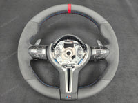BMW F-SERIES NAPPA LEATHER TRI-STITCH / ALCANTARA / RED RING STEERING WHEEL - BMW 1 2 3 4 5 X SERIES