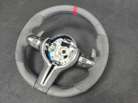 BMW F-SERIES NAPPA LEATHER TRI-STITCH / ALCANTARA / RED RING STEERING WHEEL - BMW 1 2 3 4 5 X SERIES